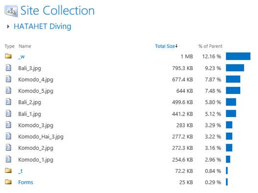 SharePoint 2013 Site Collection Site Settings, Neue Storage Metrics Funktion 4